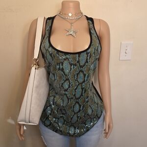 ☆Dots Blue and Black Snake Print Top☆